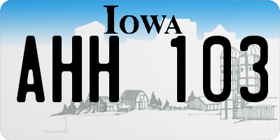 IA license plate AHH103