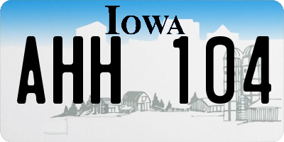 IA license plate AHH104