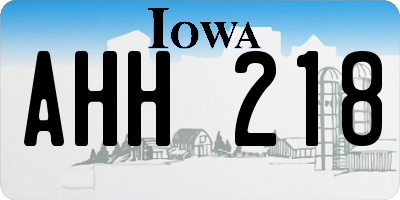 IA license plate AHH218