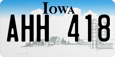 IA license plate AHH418