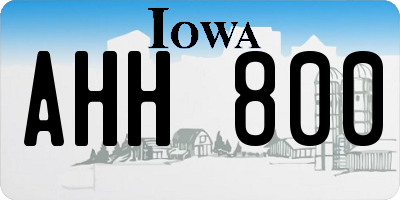 IA license plate AHH800