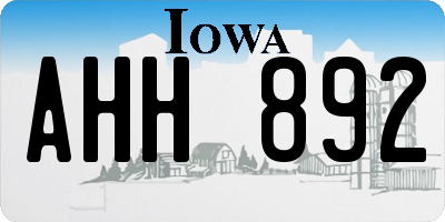 IA license plate AHH892