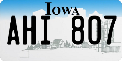 IA license plate AHI807