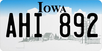 IA license plate AHI892