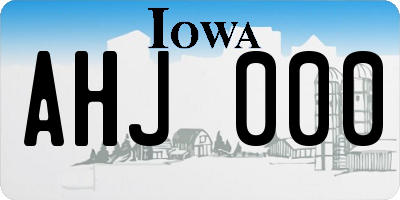 IA license plate AHJ000