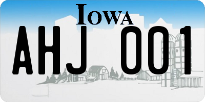 IA license plate AHJ001