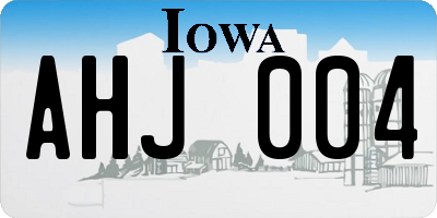 IA license plate AHJ004