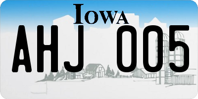 IA license plate AHJ005