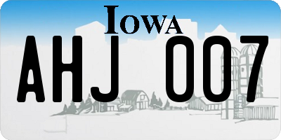 IA license plate AHJ007
