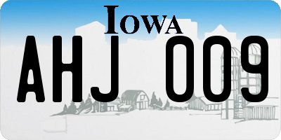 IA license plate AHJ009