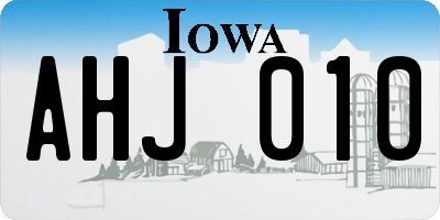 IA license plate AHJ010