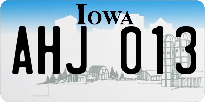 IA license plate AHJ013