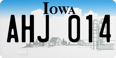 IA license plate AHJ014