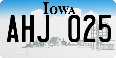 IA license plate AHJ025