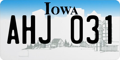 IA license plate AHJ031