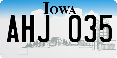 IA license plate AHJ035