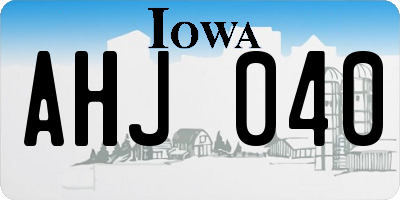 IA license plate AHJ040