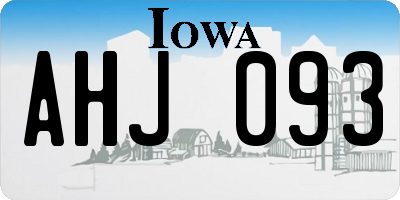IA license plate AHJ093