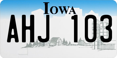 IA license plate AHJ103