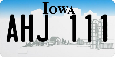 IA license plate AHJ111