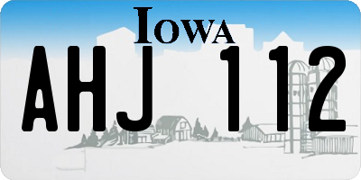 IA license plate AHJ112