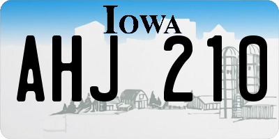 IA license plate AHJ210