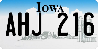 IA license plate AHJ216