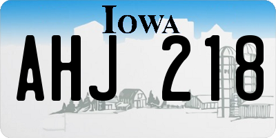 IA license plate AHJ218