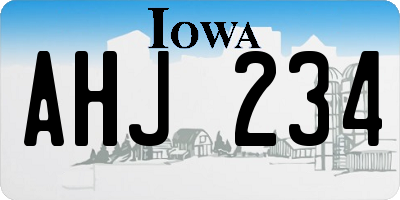 IA license plate AHJ234