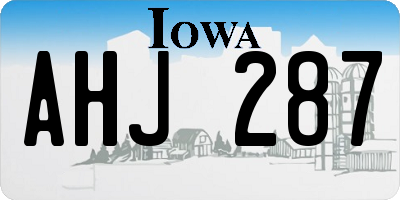 IA license plate AHJ287