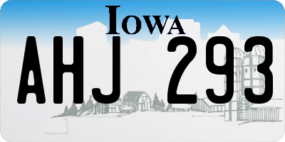 IA license plate AHJ293