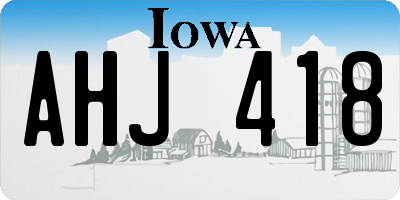 IA license plate AHJ418