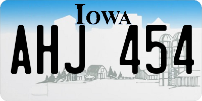 IA license plate AHJ454