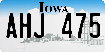 IA license plate AHJ475
