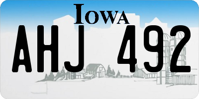 IA license plate AHJ492