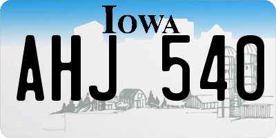 IA license plate AHJ540