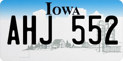 IA license plate AHJ552
