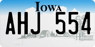 IA license plate AHJ554