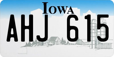 IA license plate AHJ615