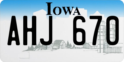 IA license plate AHJ670