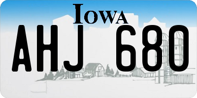IA license plate AHJ680