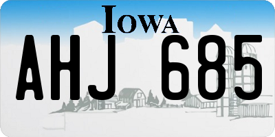 IA license plate AHJ685
