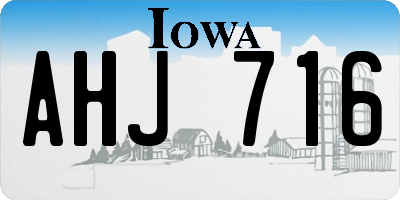 IA license plate AHJ716