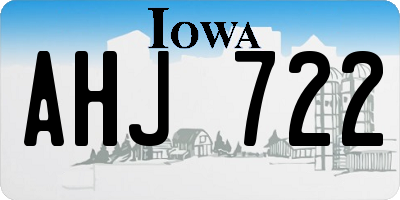 IA license plate AHJ722