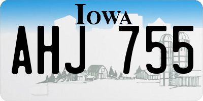IA license plate AHJ755