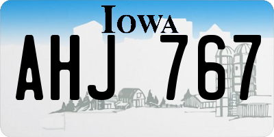 IA license plate AHJ767