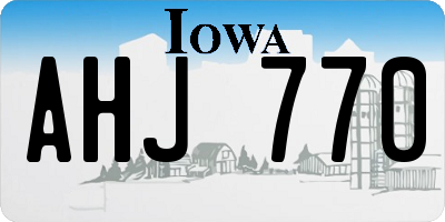 IA license plate AHJ770