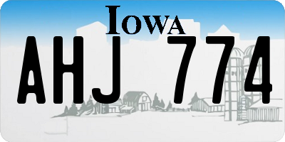 IA license plate AHJ774