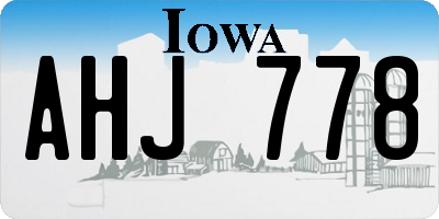 IA license plate AHJ778