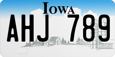 IA license plate AHJ789